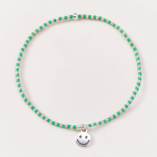 Armband Fine Smiley Green/white Silver