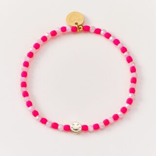 Armband Peace Pink/white Smiley Gold