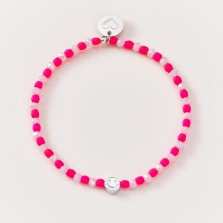 Armband Peace Pink/white Smiley Silver