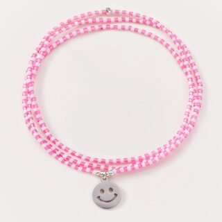 Two In One Pink/white Smiley Silver